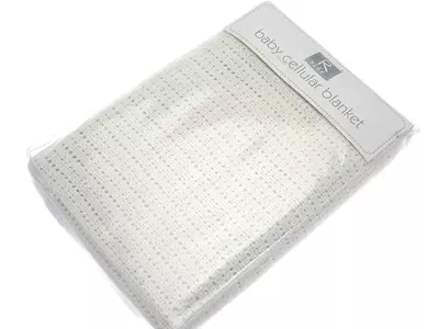 100% Cotton Baby Cellular Blanket Pram Cot Moses Blanket White Cream • £4.95