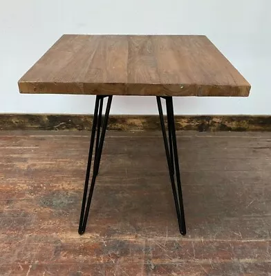 Hairpin Leg Square Table / Rustic / Thick Solid Wood / Metal Legs / New • £120