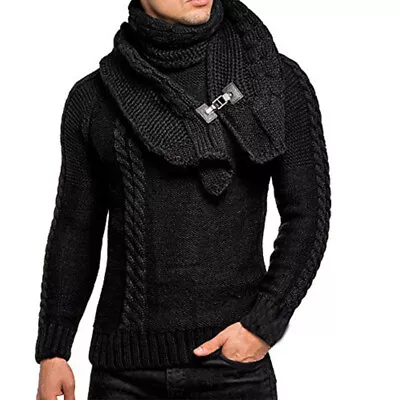 Mens Winter Turtleneck Cardigan Pullover Hoodies Knitted Casual Sweaters Coats • $32.35