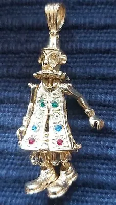 9ct GOLD Clown Pendent  Hallmarked 375 Articulated With Jewels  • £249