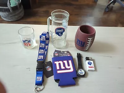 New York Giants/ Glass Cups/ Beer Coozie/ Vintage Lighter And Watch • $42.50