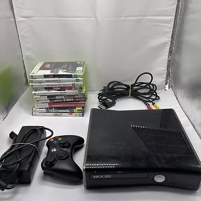 Microsoft Xbox 360 S Slim 250GB Console + 10x Games Bundle Controller & Cords • $170.10