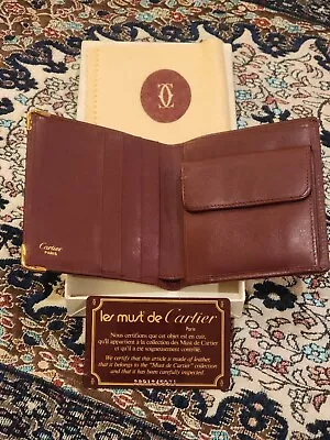 100% Authentic Cartier Must De Bifold Leather Wallet Ref: 73184192 • $109