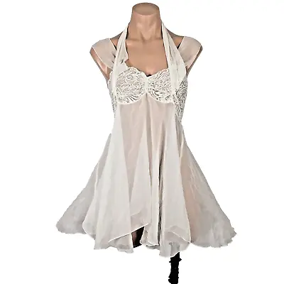 VICTORIA’S SECRET Vintage NWT Gold Label White Lace Sheer Bows Bridal Nightgown • $74.99