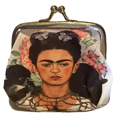 Frida Kahlo Vinyl Coin Purse. Latina Artist Black Cat & Women & Ladies Wallet • $7