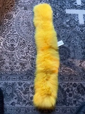 Bryan Boy For Adrienne Landau Fox Fur Pull-through Scarf Yellow VINTAGE 2013 • $270