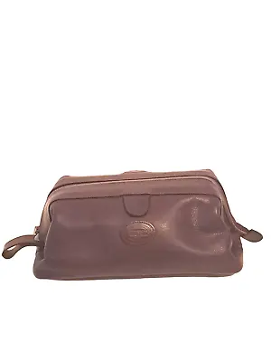 Fossil Mens Brown Faux Leather Zip Shaving Kit Travel Bag • $19.99