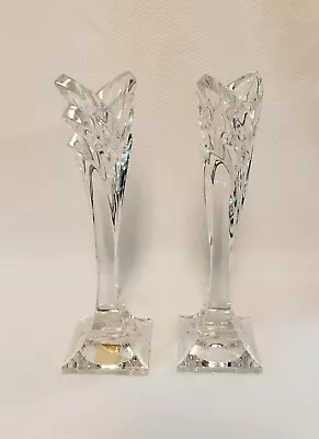 Pair Of Mikasa Crystal Tulip Style Taper Candle Holders • $10