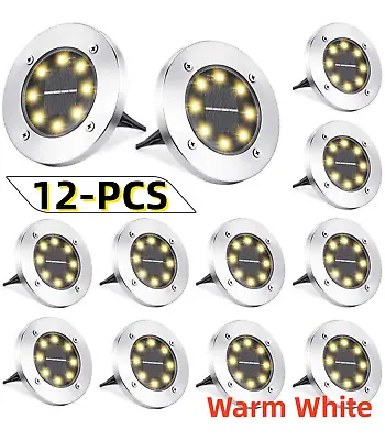12-PCS Solar In Ground Lights Outdoor Buried Lamp Disk LED Lawn Pathway Garden W • $27.69