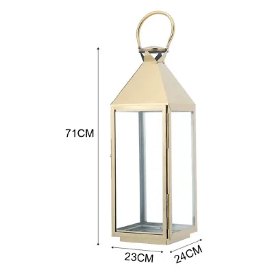 £25.95 • Buy XL Large Windproof  Metal & Glass Pillar Candle Lanterns Copper/B Chrome Lantern