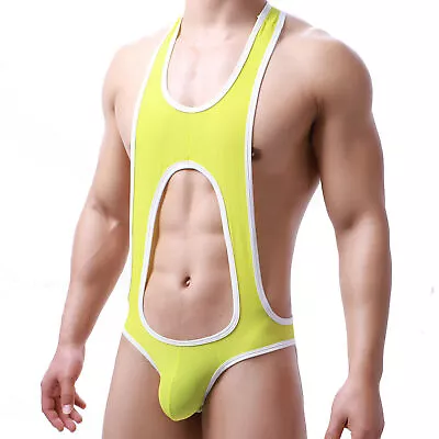 Mens Wrestling Singlets Underwear Bodysuit Jumpsuit Underwear GOOD • £10.80