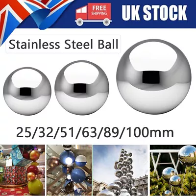 25-100mm Stainless Steel Mirror Sphere Hollow Ball Home Garden Ornament Decor • £5.94