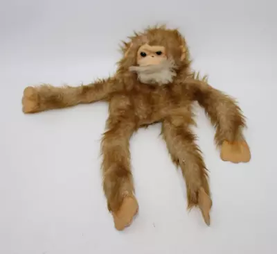 Vintage 1980 Hanging Monkey Stuffed Animal Puppet 16” Furry Long Legs Brown  Fun • $18.53