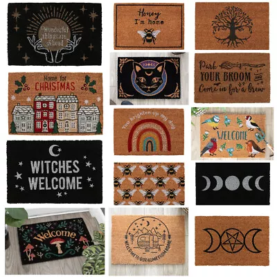 Non Slip Coir Door Mat Indoor Outdoor Christmas Doormats Witch Welcome Floor Rug • £12.50