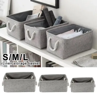 Grey Foldable Linen Storage Baskets With Handles S/M/L • £11