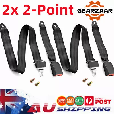 2x Black 2 Point Seat Belt Lap Safety Seatbelt Set For Bus Truck Car Adjustable • $34.49