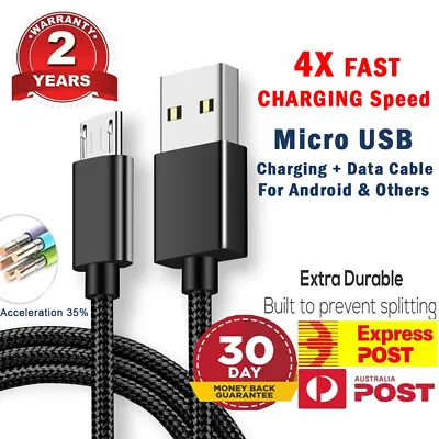 Heavy Duty Micro USB Sync Charger Cable Cord For Samsung S6 S7 Edge LG 1m / 2m • $4.25