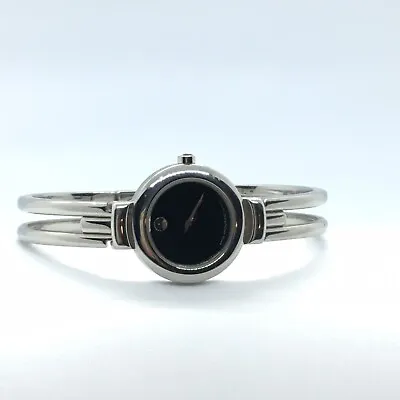 Movado Harmony Stainless Steel Cuff Black Dial Ladies Watch 84 A1 809 A Museum • $218