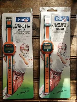 Choose One Vtg Bulova Sportstime NFL Miami Dolphins TEAM TIME CHRONOALARM WATCH • $27