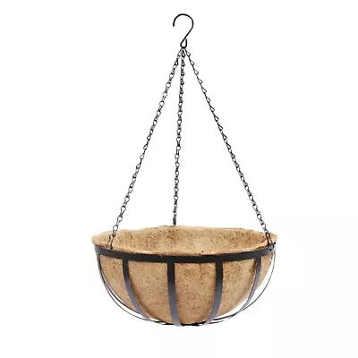 Metal Hanging Planter Basket With Coconut Coir Husk Flower Pot 14  Garden Plant • $7.29