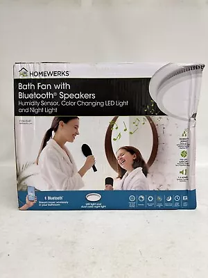 HomeWerks White Ceiling Mount Bluetooth Speakers LED Bath Exhaust Fan 7130-20-BT • $134.50