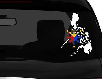 $6.45 • Buy Filipino Philippine Flag Vinyl Car Decal Sticker 7.5 (H) Create#3 & White Map RL