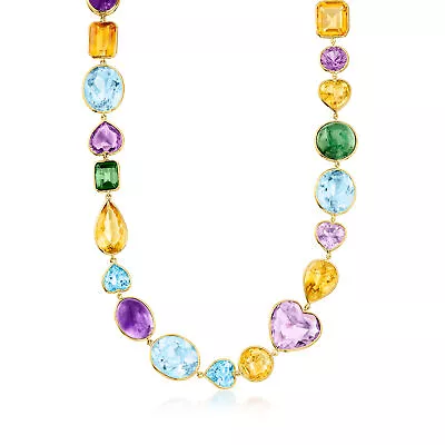 Vintage 248.55 Ct. T.w. Multi-Gemstone Necklace In 18kt Yellow Gold. 16.5 Inches • $9995