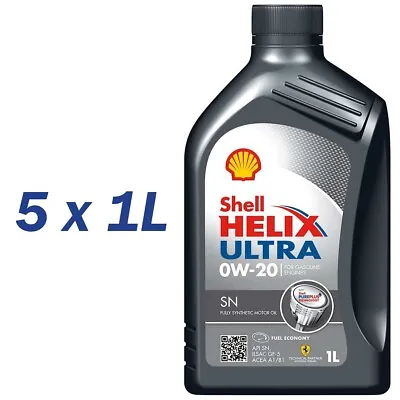 £44.99 • Buy Shell Helix Ultra SN 0W-20 Fully Synthetic Engine Oil 5 Litre (5 X 1L)