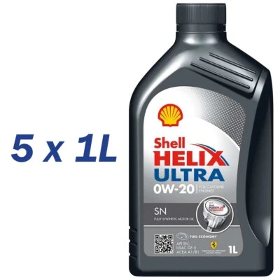 Shell Helix Ultra SN 0W-20 Fully Synthetic Engine Oil 5 Litre (5 X 1L) • £44.99