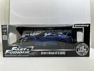 Jada Fast & Furious Brian's 2009 Nissan Skyline Gt-r R35 Blue 1:18 Diecast  #35 • $54.95