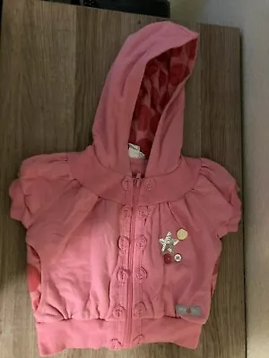 Naartjie Pink Zip Up Hooded Sweatshirt Small 4 Years Hoodie GUC Short Sleeve • $9.99