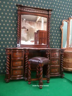 UK STOCK ~  Tudor Style Dressing Table Mirror And Stool • $2486.70