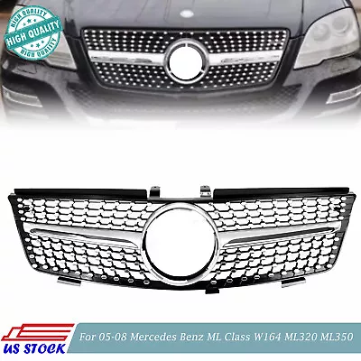$80.11 • Buy Diamond Style Grille Grill For Mercedes Benz ML Class W164 ML350 ML500 2006-2008