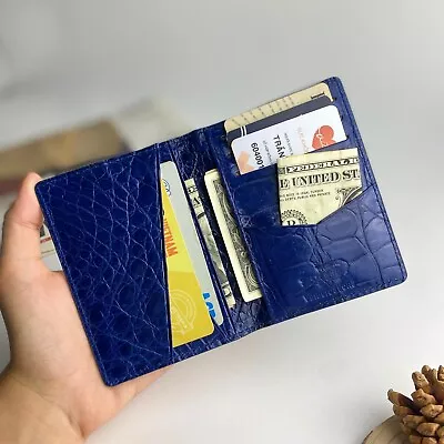 Real Crocodile Card Holder Mens ID Slim Minimalist Leather Wallet Handmade Gifts • $65