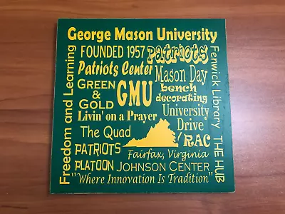 George Mason University Plaque Picture Patriots Fairfax Virginia Va Green Yellow • $19.99