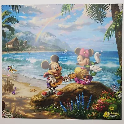 Mickey Mouse Minnie Mouse Pluto Lithograph Thomas Kinkade Disney Poster 12x11.5 • $15