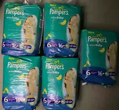 Vintage Diapers Nappies Pampers Baby Dry Active Baby Extra Large 6 2014 ONE PACK • $130