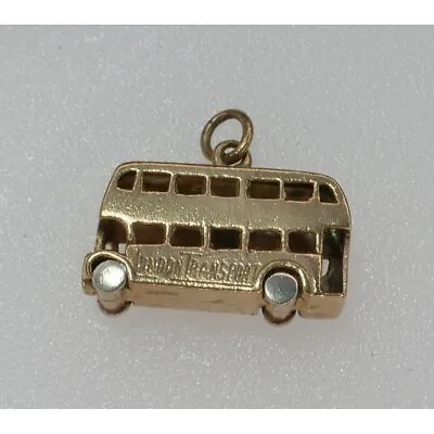 9K Gold London Double Decker Bus Charm Signed 375 European Gold • £175.15