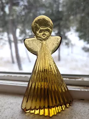 Angel Figurine Thuringian Forest Glass German Art Deco Pleated Robe Vintage Gold • $39.95