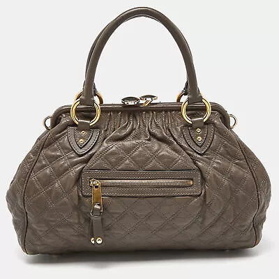 Marc Jacobs Khaki Beige Quilted Leather Stam Satchel • $168