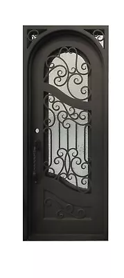 Calvert Single Front Entry Iron Door Cubed Glass 38 X 96  Right Hinge Active • $2495