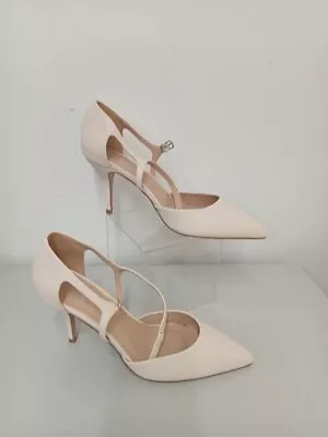 Ladies WALLIS Cream Point Toe Buckle Strap Stiletto Heel Shoes New UK 8 CG S05 • £9.99