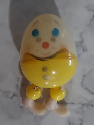 Plastic Baby Rattle Crib Toy Humpty Dumpty Egg Yellow String Vintage Hong Kong • $9.50