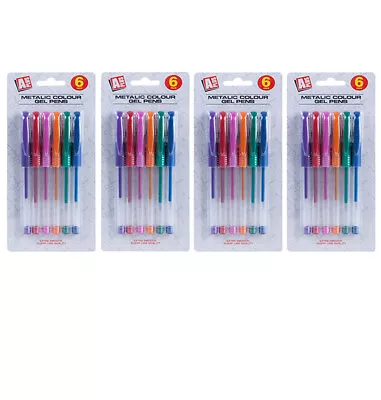 METALLIC Gel Pens School Work Home College 6 Colours • £9.95