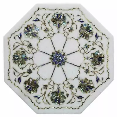 12  White Marble Table Top Dining Coffee Mosaic Lapis Inlay Home Decor G954 • $268