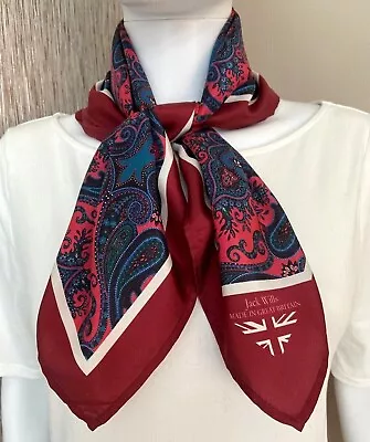 Jack Wills Paisley Print Silk Durnington Scarf Made In Uk Bnwt • £32.99