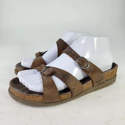 Mephisto Women's Hannel Brown Buckle Sandals US 7 Leather Cork Sandals Shoes  • $39.74