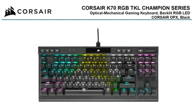 $340.95 • Buy Corsair K70 RGB TKL OPX Silver RGB Mechanical Gaming Keyboard, Backlit RGB LED,