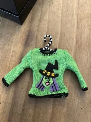 MICHAEL SIMON? Miniature Halloween Sweater Ornament Green / Black Witch NO BOX • $38.99