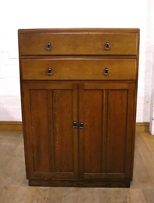 Antique Vintage Oak Millinery Linen Cabinet - Side Cupboard • £250